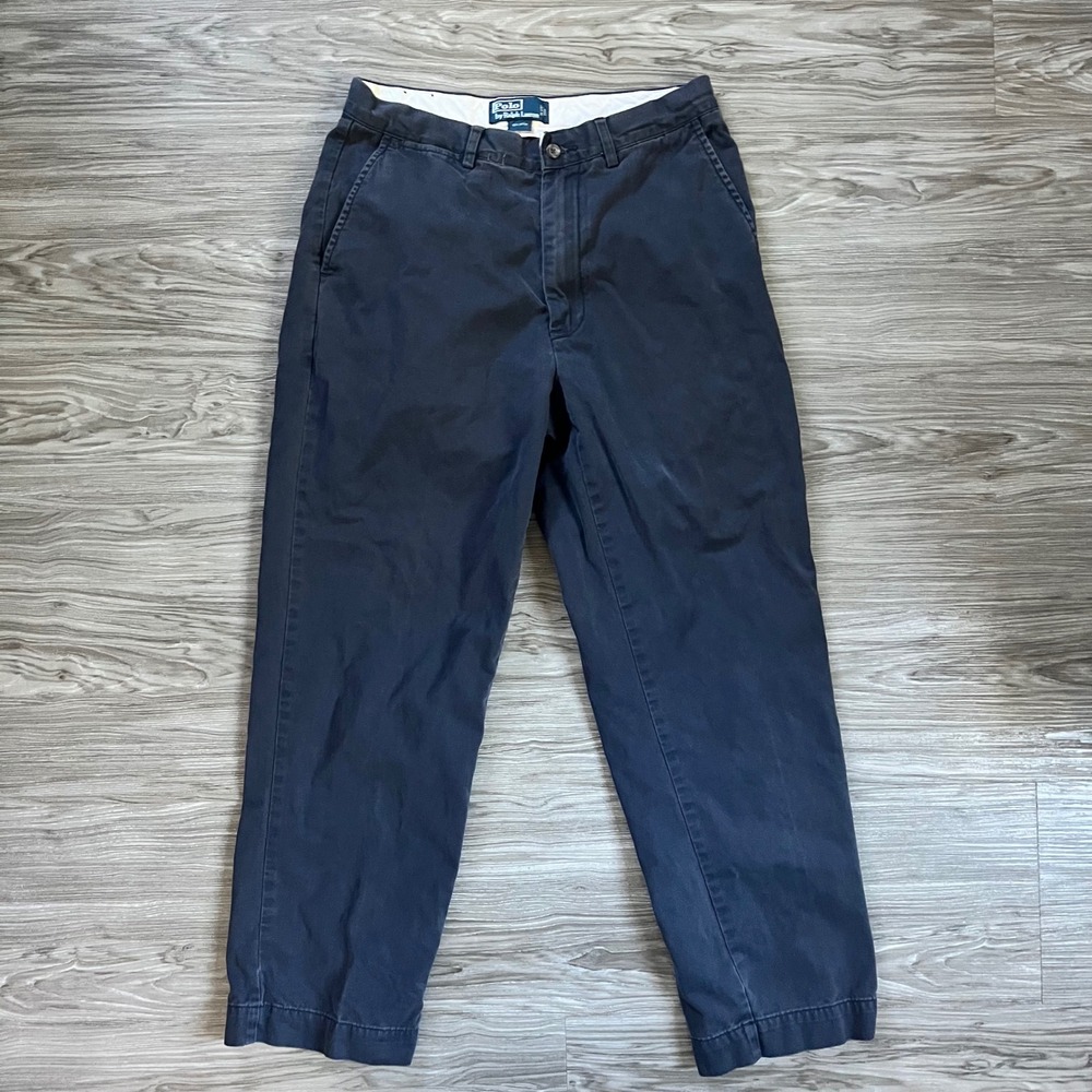 Polo Ralph Lauren Mens Navy Blue Chino Pants Cotton Twill 31x30 Straight Leg